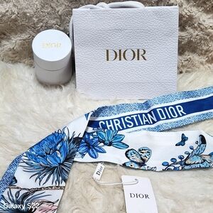 Dior Blue Floral & Butterfly Women's Mitzha Scarf GWP Perfume Collection